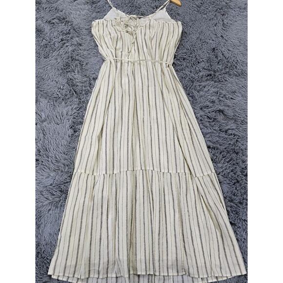 LOFT NWT Shimmer Stripe Tie Back Maxi Dress - Whisper White - Size Medium Boho - Picture 6 of 8